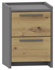 Wąska  szafka nocna z szufladami dąb artisan + antracyt  - Opolia 4X w sklepie Edinos.pl