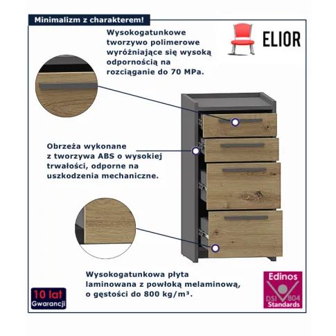 Komoda  dąb artisan  + antracyt Opolia 7X