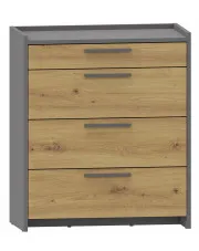 Duża komoda z 4 szufladami dąb artisan + antracyt - Opolia 8X w sklepie Edinos.pl