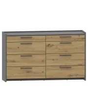 Minimalistyczna komoda z 8 szufladami dąb artisan + antracyt - Opolia 9X w sklepie Edinos.pl