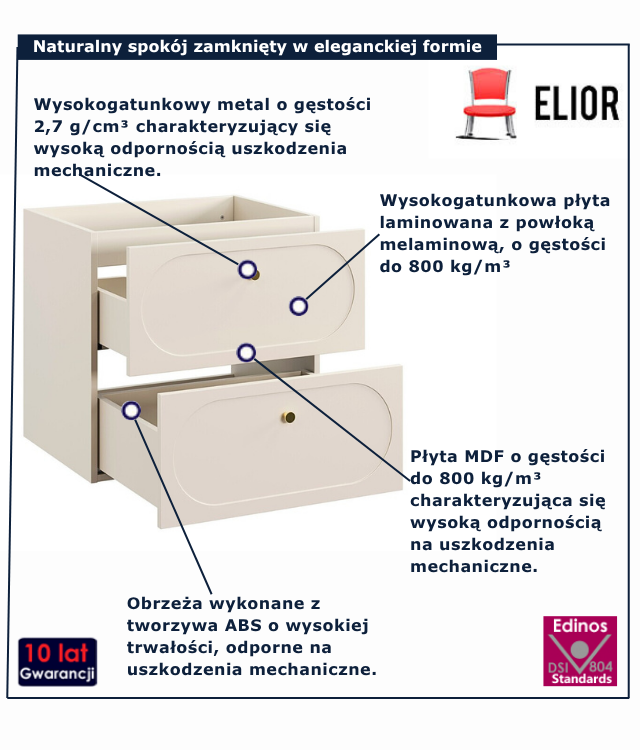Wiszący kaszmirowy słupek łazienkowy Avenari 4X 60 cm