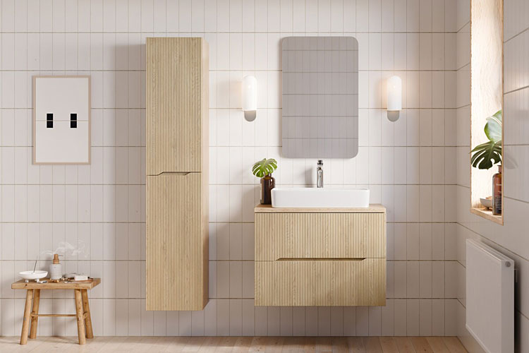 Zestaw wiszących mebli łazienkowych Linesso dąb cremona