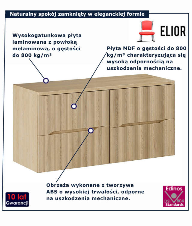 Szafka łazienkowa pod umywalkę Linesso 5X 120 cm dąb cremona