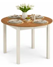 Okrągły rozkładany stół dąb craft + biały - Geri  w sklepie Edinos.pl