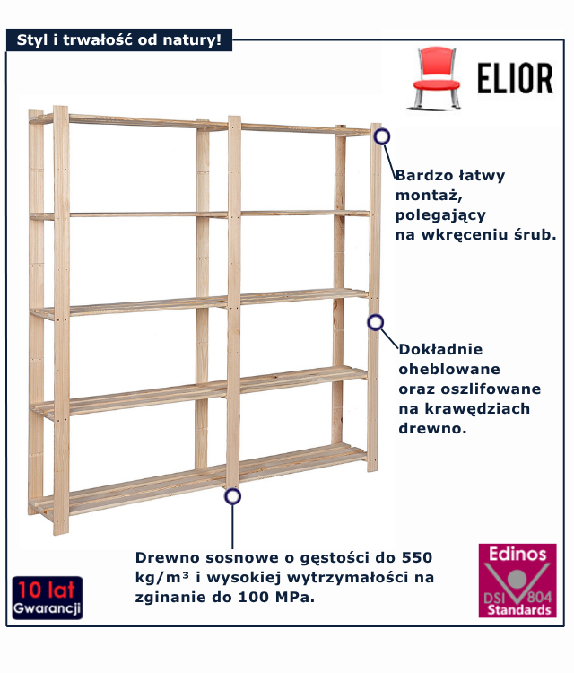 Regał drewniany Pinewood