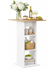 Stolik barowy kuchenny Sawnos – biały i naturalny w sklepie Edinos.pl