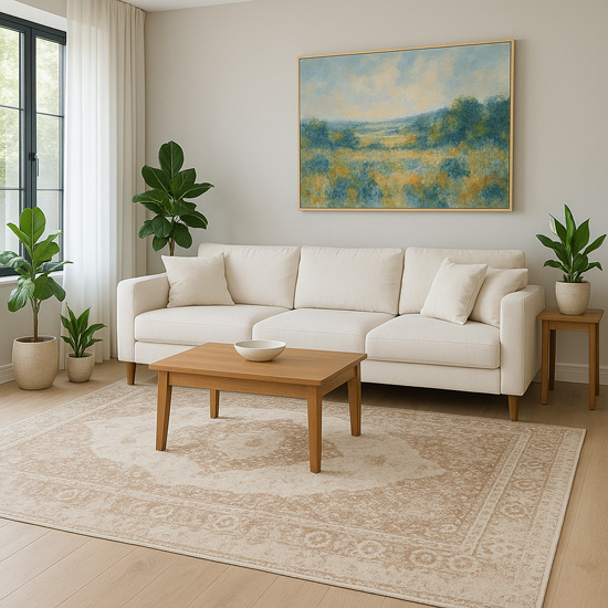 Beżowo-biały dywan do salonu Winture 3X