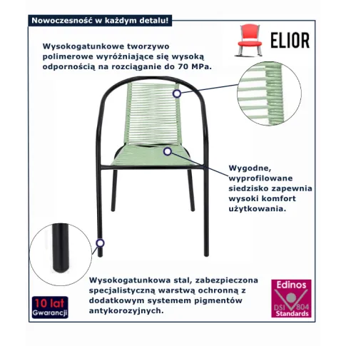 Zielone sznurkowe krzesło do ogrodu Ivy