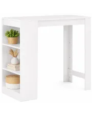 Stolik barowy z półkami April – biały w sklepie Edinos.pl