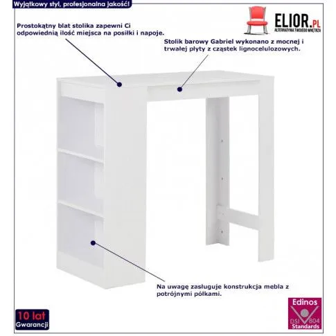 Zdjęcie stolik barowy nowoczesny April – biały  sklep Edinos.pl
