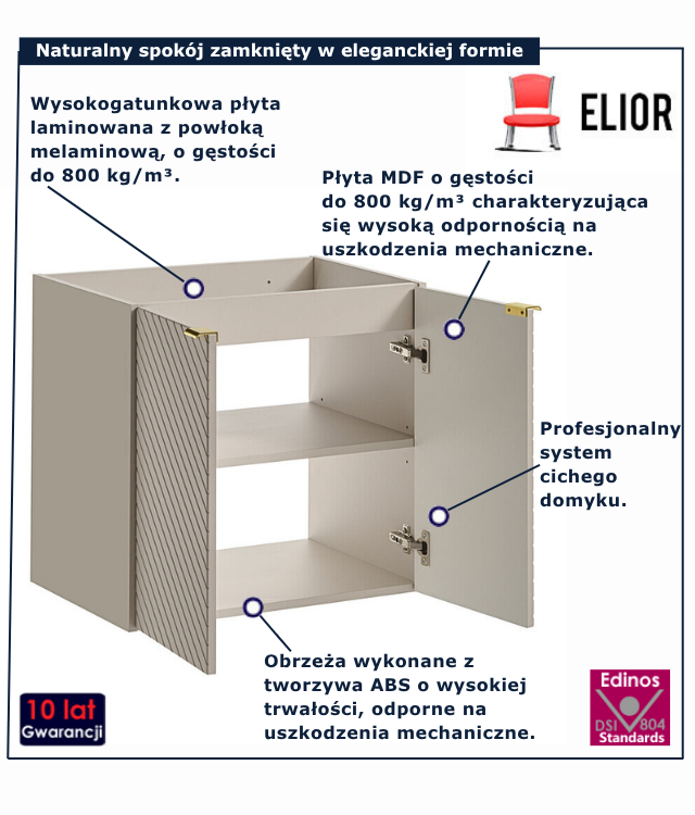 Kaszmirowa wisząca szafka pod umywalkę Virello 6X