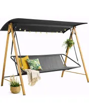 Czarna huśtawka ogrodowa 3-osobowa - Joy w sklepie Edinos.pl