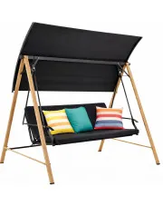 Szara huśtawka ogrodowa 3-osobowa - Sway w sklepie Edinos.pl