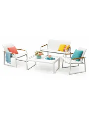 Biały wypoczynkowy zestaw ogrodowy - Sofiesta w sklepie Edinos.pl