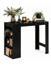 Stolik barowy z półkami April – czarny w sklepie Edinos.pl