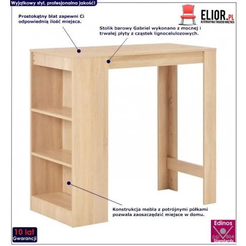 Fotografia Stolik barowy nowoczesny April – dębowy z kategorii Stoły