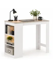 Stolik barowy z półkami April – biały i betonowy w sklepie Edinos.pl