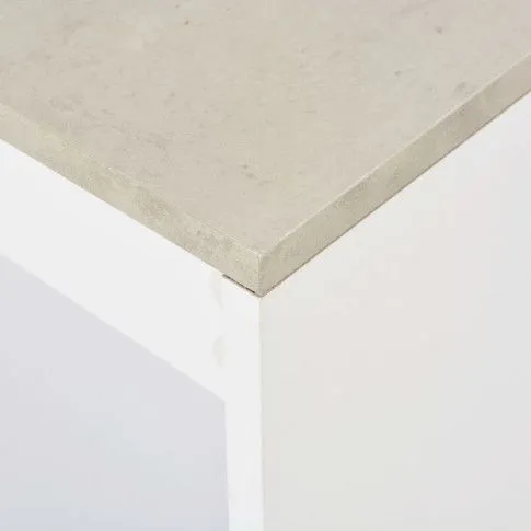 Szczegółowe zdjęcie nr 7 produktu Stolik barowy z półkami Gabriel – biały i betonowy