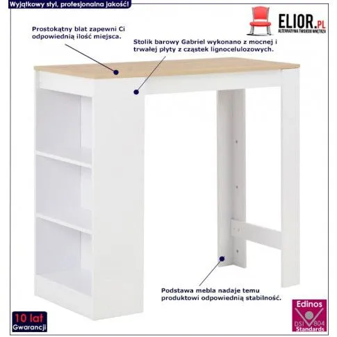 Zdjęcie stolik barowy April biały i naturalny | Edinos.pl