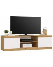 Szafka RTV dąb artisan + biały 120 cm - Amida 2X w sklepie Edinos.pl