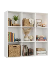 Biały regał otwarty z 9 półkami - Kedi 3X w sklepie Edinos.pl