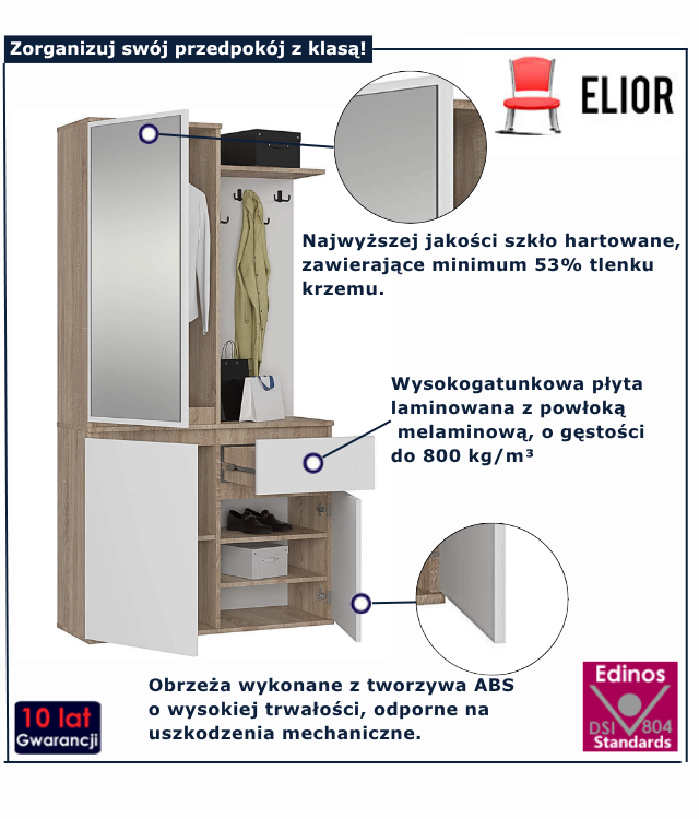 Garderoba dąb sonoma + biały Blex