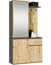 Garderoba klasyczna do przedpokoju szary + dąb artisan - Blex w sklepie Edinos.pl