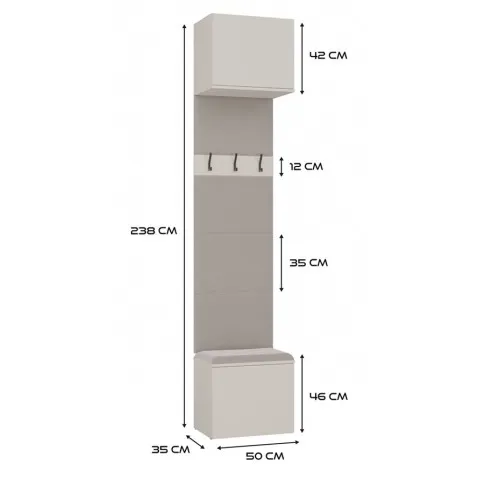 wymiary otwartej garderoby Texi 5X