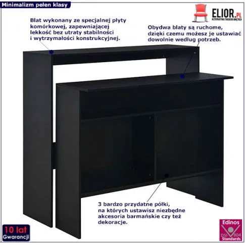 Zdjęcie stół barowy Nexa 6X - czarny | Edinos.pl