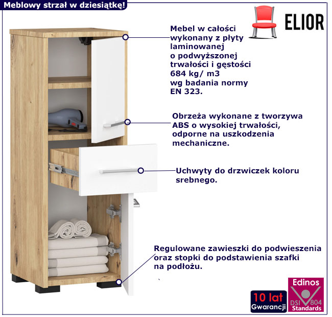 Skandynawski półsłupek łazienkowy Riten 3X