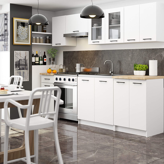 Wizualizacja wnętrza z meblami kuchennymi Dalina