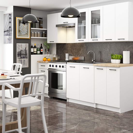 Wizualizacja wnętrza z meblami kuchennymi Dalina