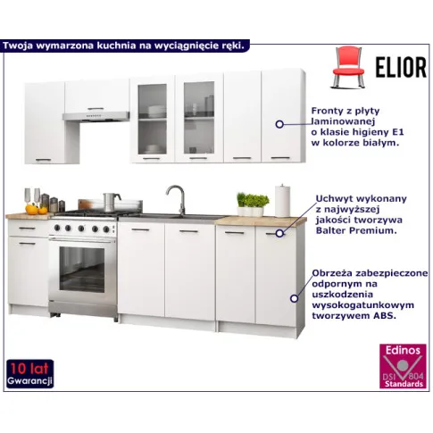 Zestaw mebli w kolorze białym z witryną 240 cm Vivienne