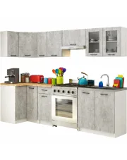 Komplet mebli kuchennych narożnych beton 300 cm - Poli w sklepie Edinos.pl