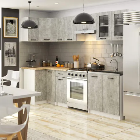 Wizualizacja szafek narożnych w kolorze beton 300 cm Poli