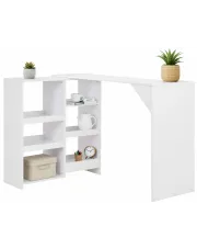 Stolik barowy Meridan z ruchomym regałem – biały w sklepie Edinos.pl