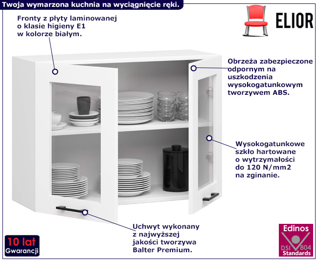 Biała górna szafka z witryną kuchenna Tereza 20X