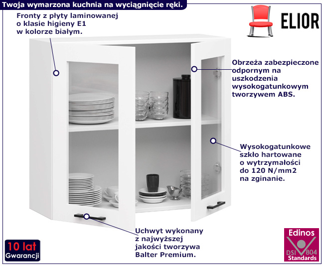 Biała górna szafka z witryną kuchenna Tereza17X