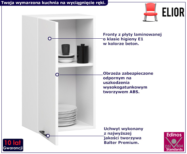 Szara górna szafka kuchenna Dalina 15X 40 cm