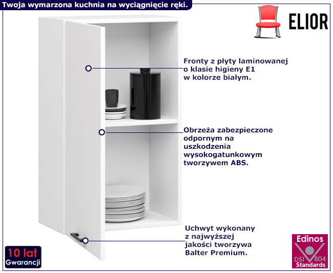 Szara górna szafka kuchenna Dalina 15X 50 cm