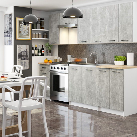 Wizualizacja wnętrza z kolekcją Cortez beton