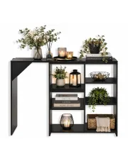 Stolik barowy Meridan z ruchomym regałem – czarny w sklepie Edinos.pl