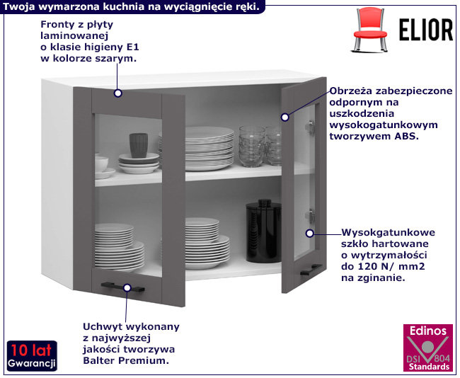 Biała górna szafka z witryną kuchenna Tereza 20X