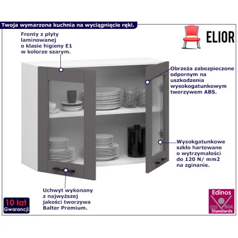 Szara szafka z witryną 80 cm Vivienne 20X