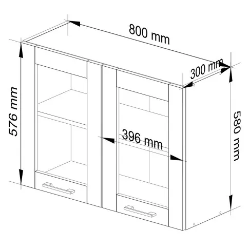 Wymiary szafki górnej z witryną i kuchennej Vivienne 20X