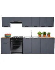 Zestaw mebli kuchennych 240 cm antracyt - Kovo w sklepie Edinos.pl