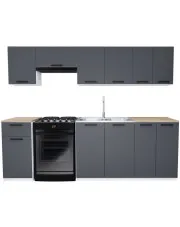 Zestaw mebli kuchennych 240 cm antracyt - Kovo w sklepie Edinos.pl