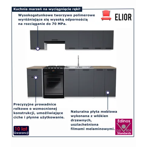 Meble do kuchni w kolorze antracyt Kovo