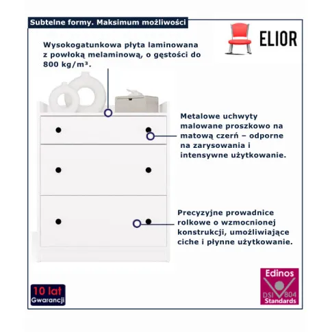 biała komoda na ubrania Waxid