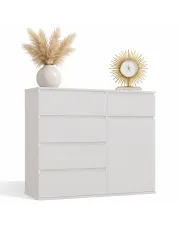 Biała nowoczesna komoda z szufladami i półkami 100cm - Promesos 4X w sklepie Edinos.pl